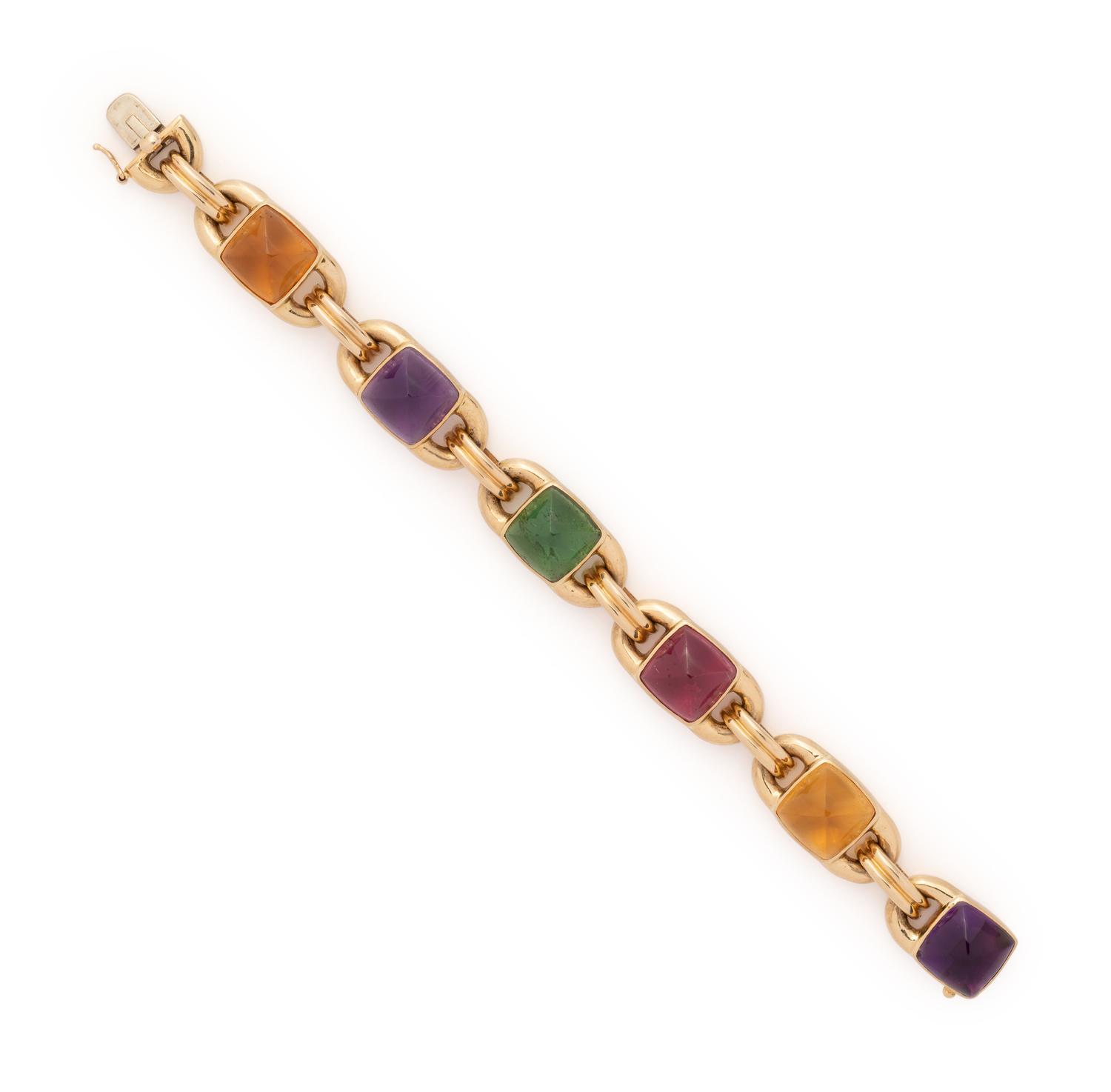 YELLOW GOLD AND MULTIGEM BRACELET