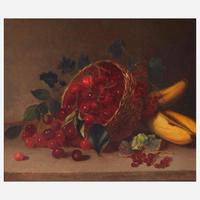 Andrew John Henry Way (American, 1826–1888) Still Life with Bananas and Cherries in an Overturned Basket on Tabletop