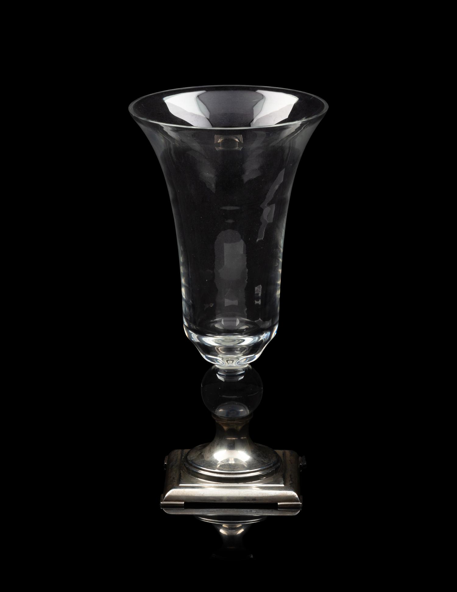 An American Silver Mounted Glass Vase