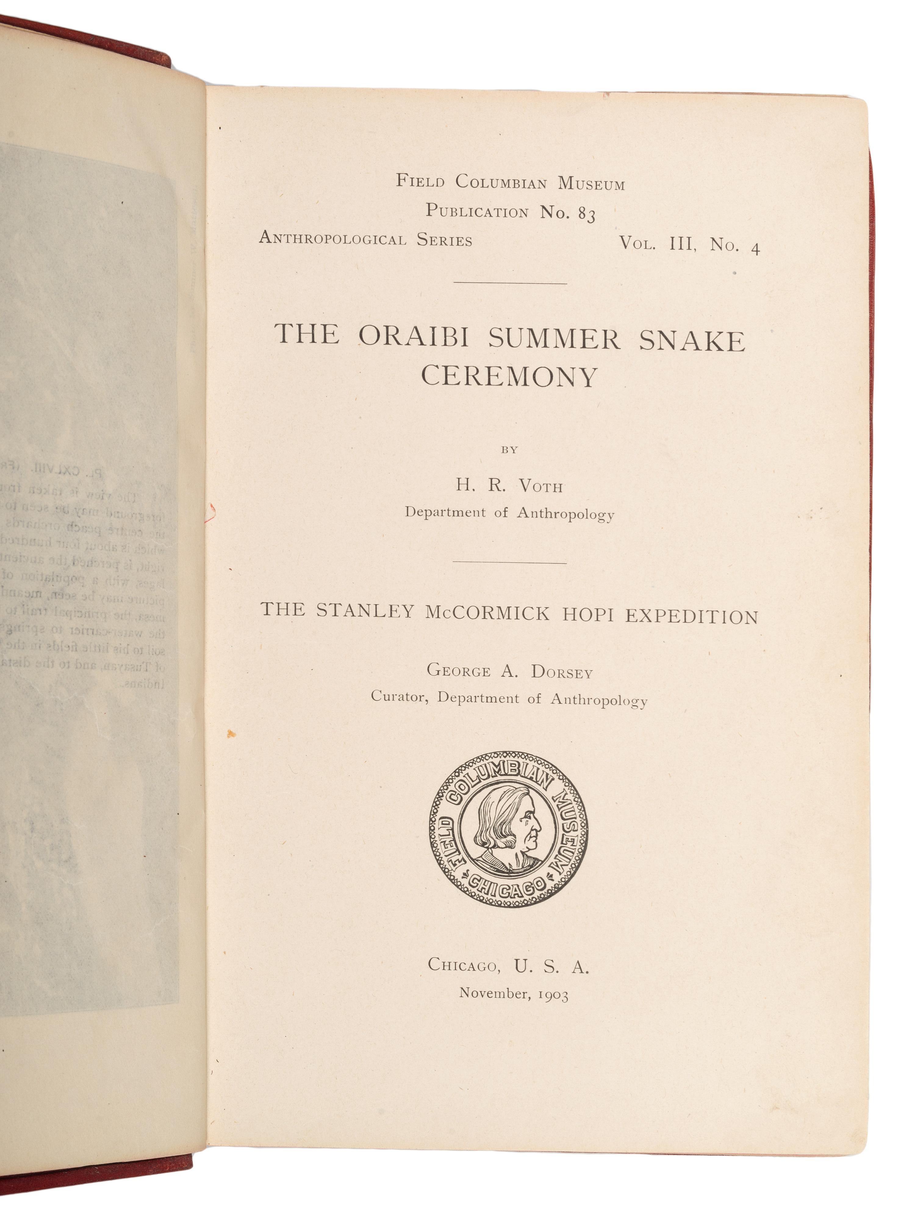 [HARVEY, Fred, his copies]. VOTH, Heinrich Richert (1855-1931). A group of four ethnographic works, comprising: