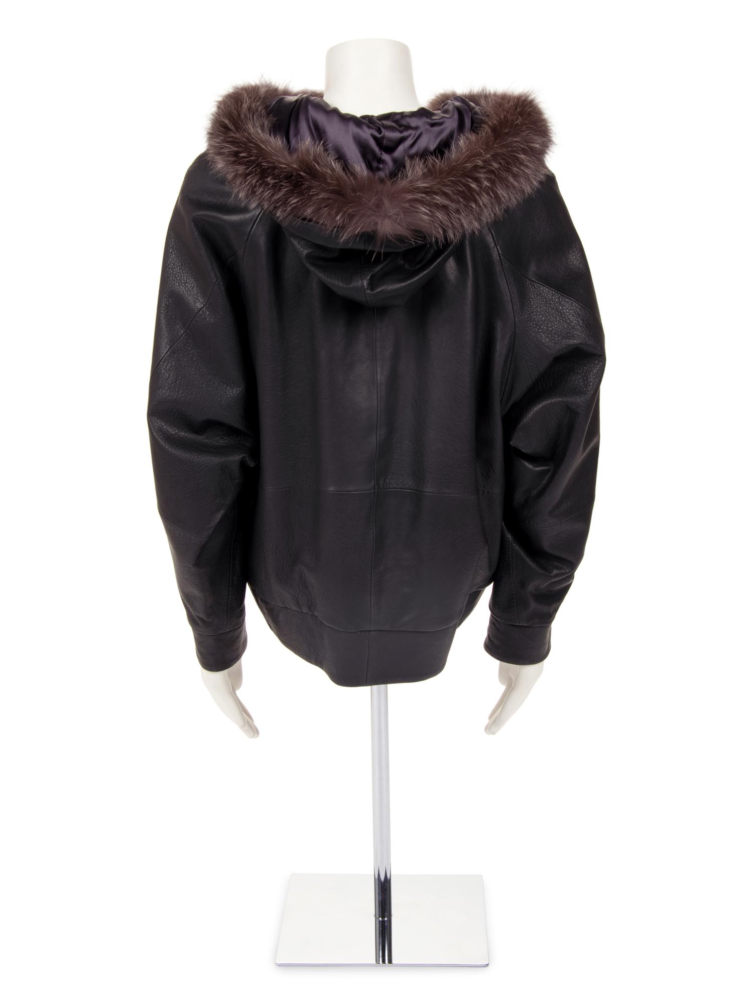 Brunello Cucinelli Fur Trimmed Leather Jacket