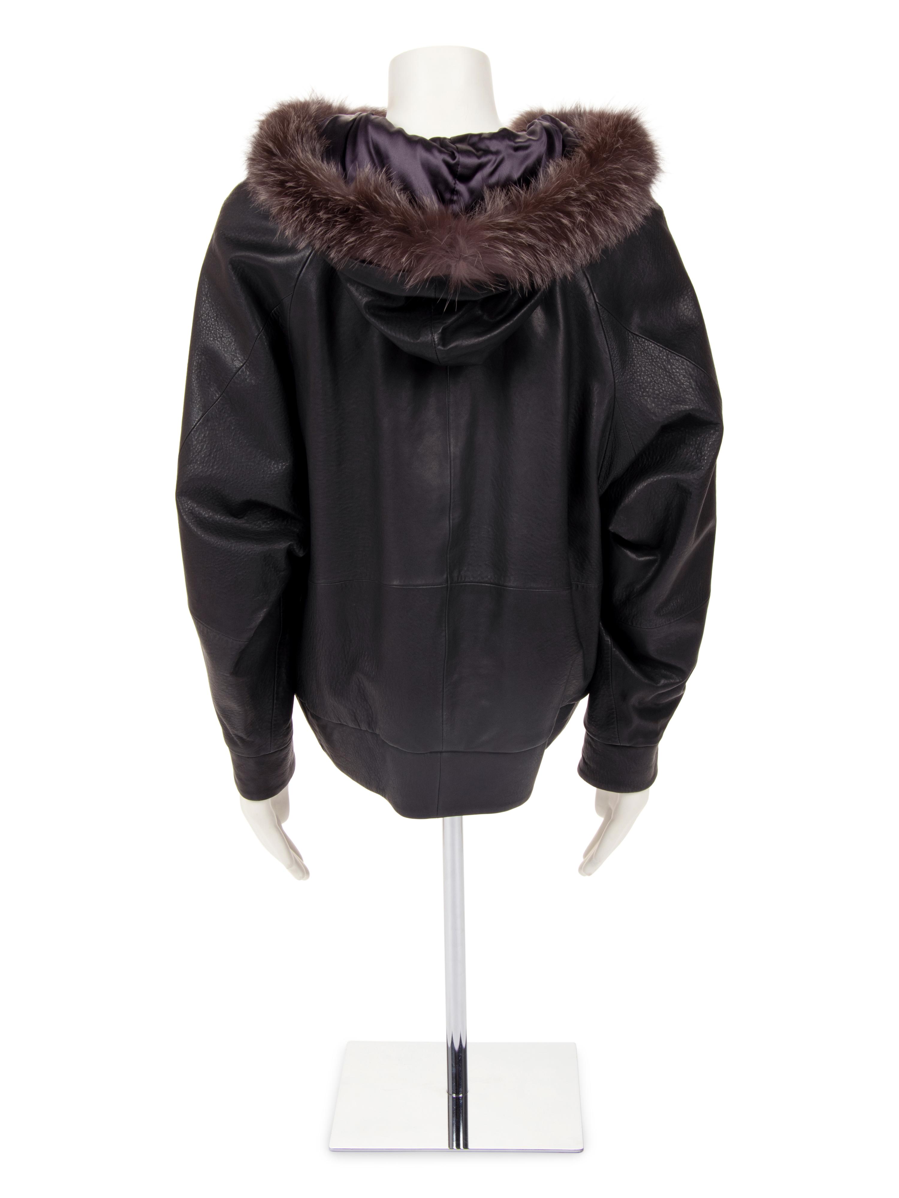 Brunello Cucinelli Fur Trimmed Leather Jacket