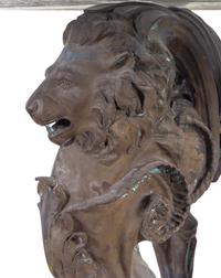 A Neoclassical Style Cast Metal Table Base with Lion Supports