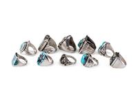 Navajo and Zuni Silver Rings, with Inlay