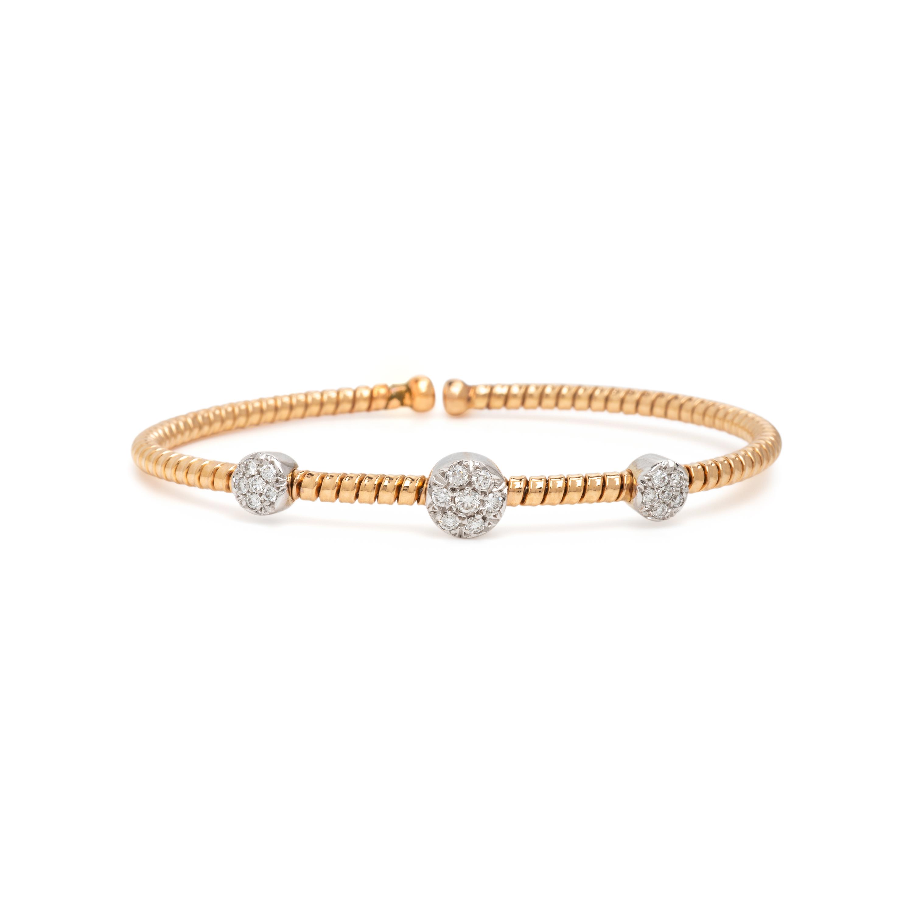 Bicolor Gold and Diamond Flexible Cuff Bracelet
