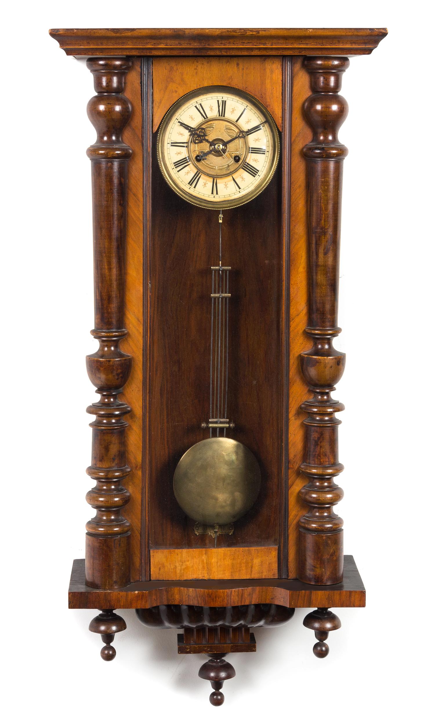A Victorian Walnut Regulator Clock Height 41 inches. — CIRCA 1870