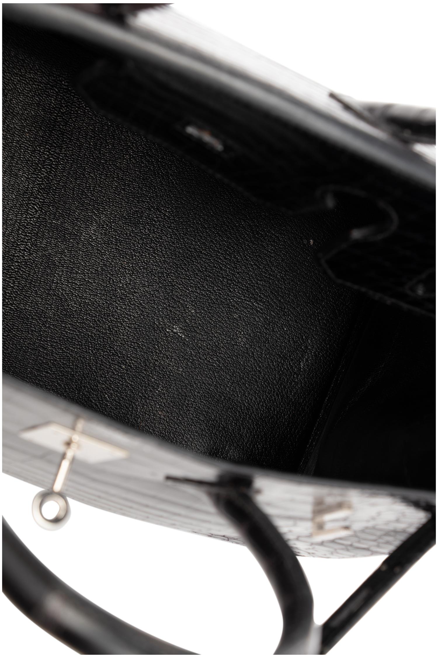 Hermès Birkin 35 in Shiny Black Porosus Crocodile, 2004