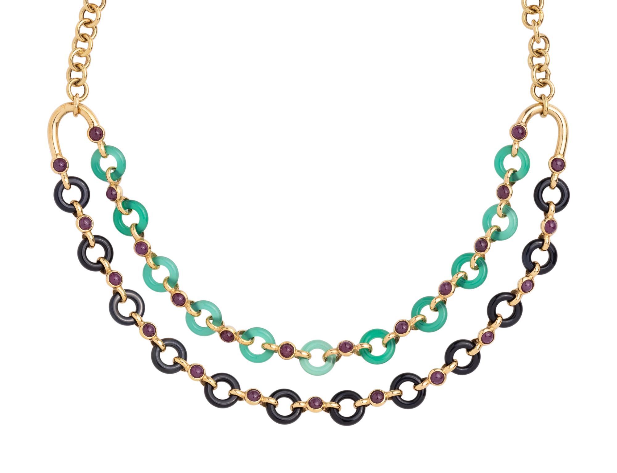 YELLOW GOLD AND MULTIGEM NECKLACE
