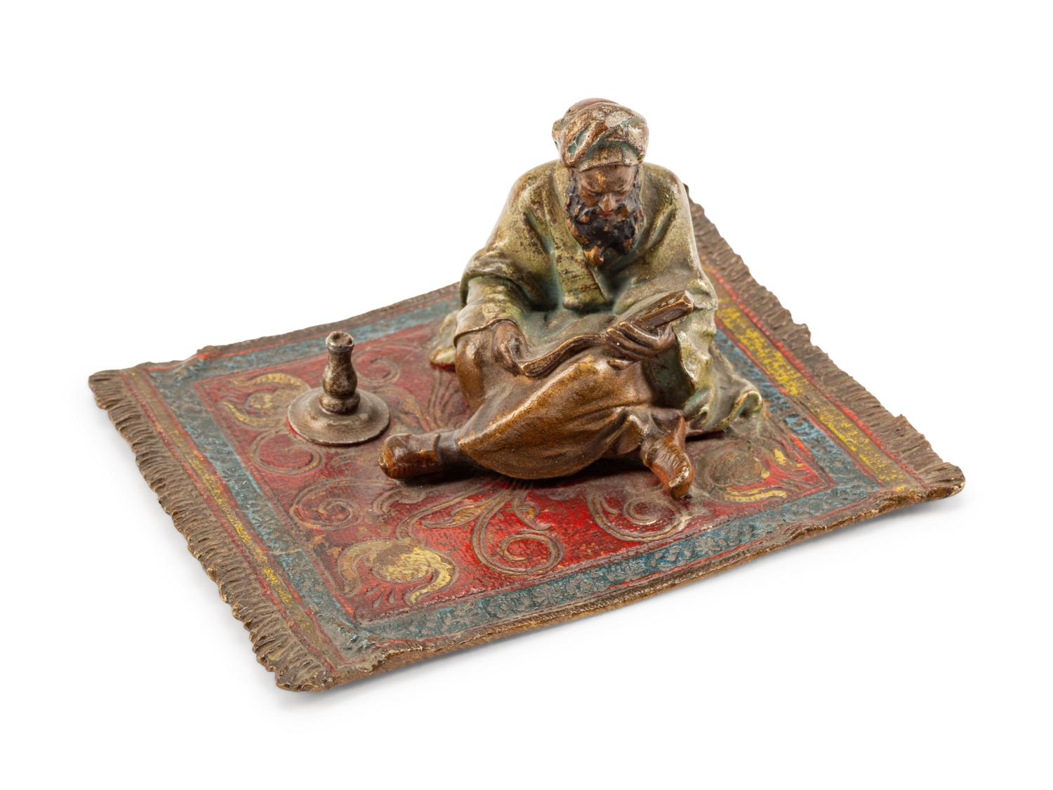An Austrian Cold-Painted Bronze Figure of a Man Reading the Koran — EARLY 20TH CENTURY