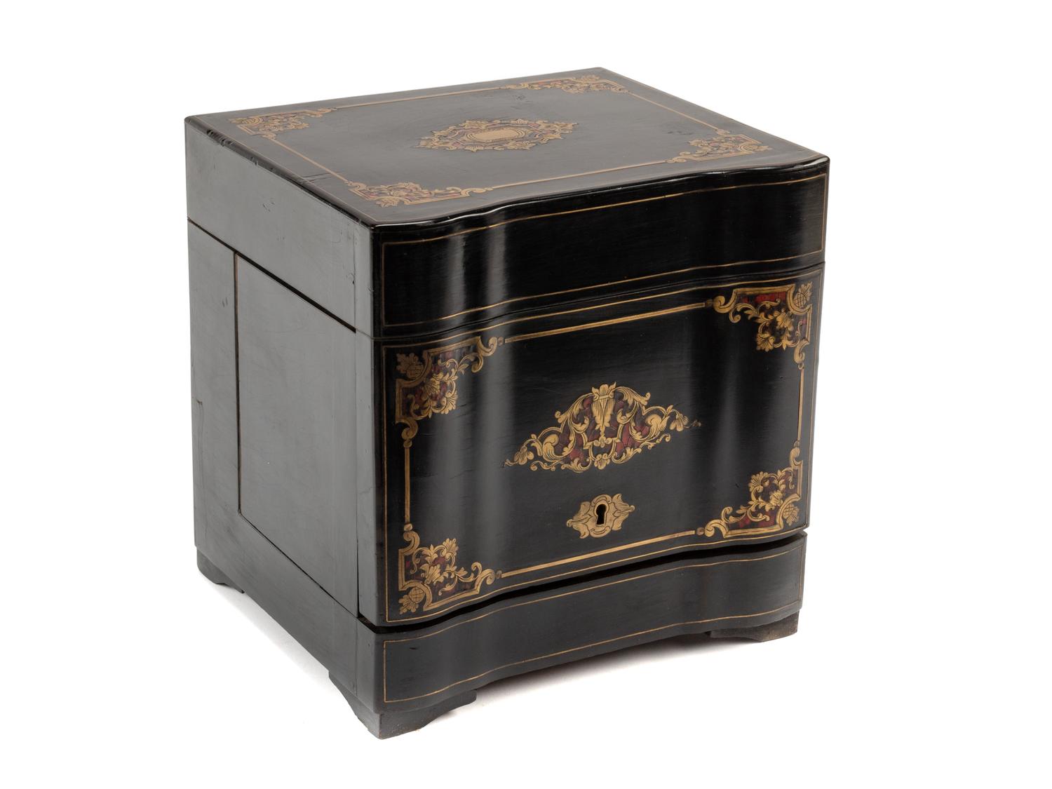 A Napoleon III Brass Inlaid Ebonized Cave à Liqueur