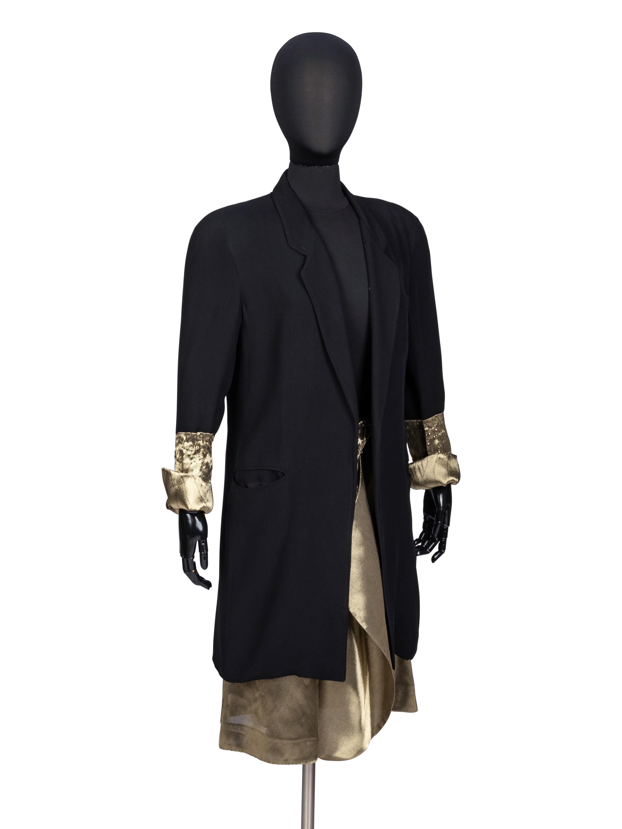 Giorgio Armani, Black & Gold Lamé Skirt Suit, c. 1980