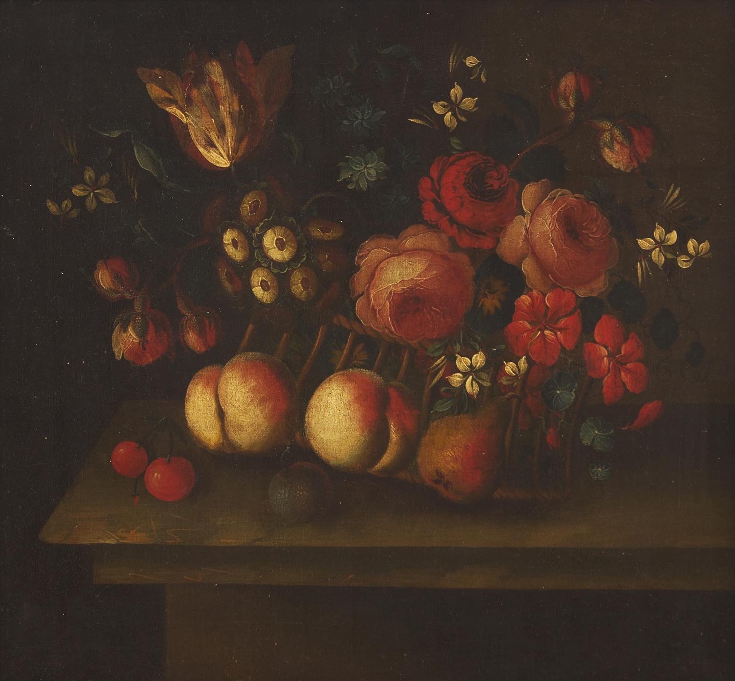 Mixed Fruits and Flowers (a pair of paintings)