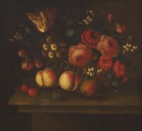 Mixed Fruits and Flowers (a pair of paintings)