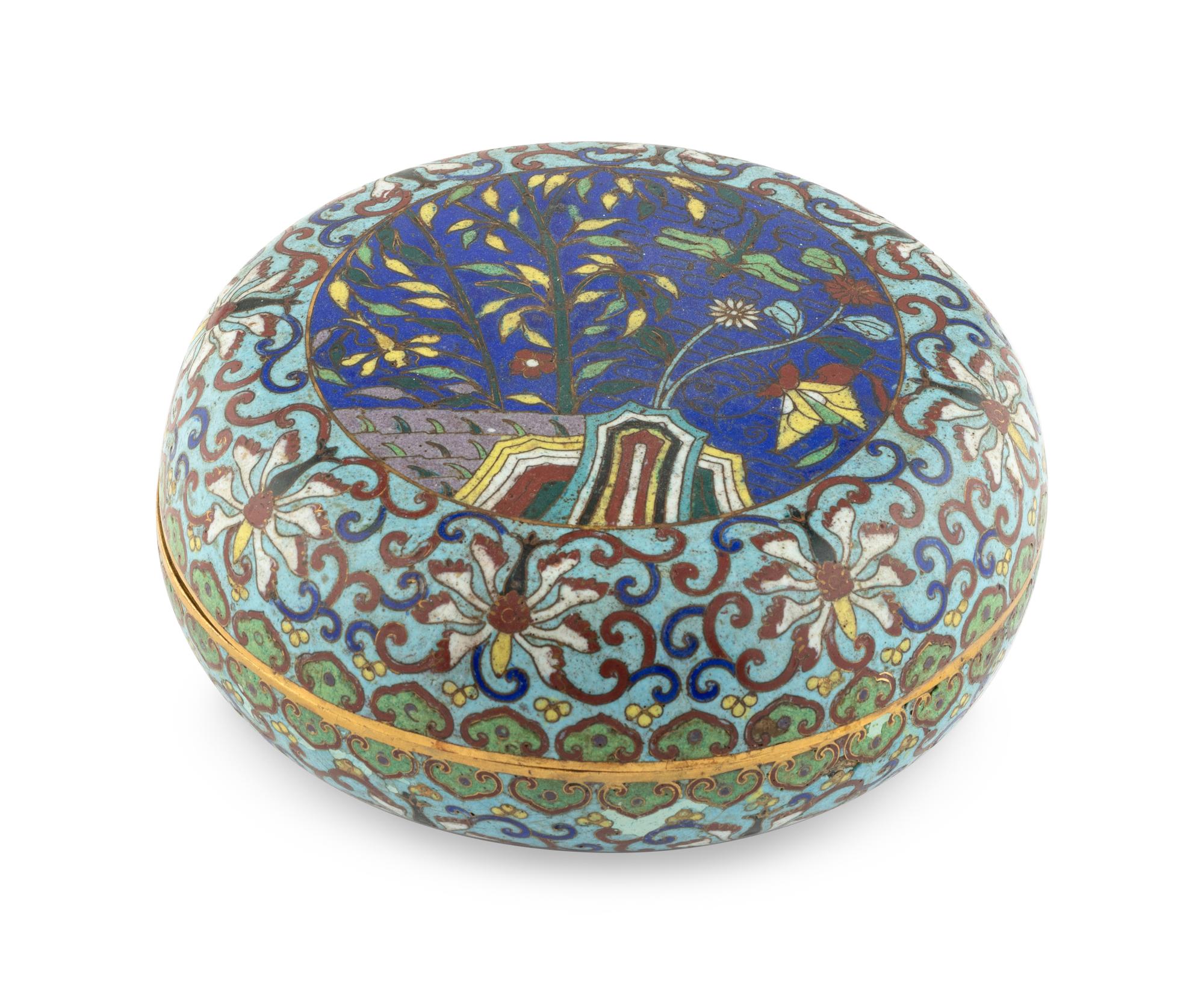 A Chinese Cloisonne Enamel Circular Covered Box
