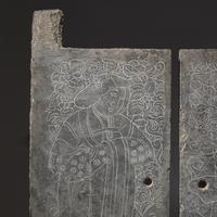 A Pair of Large Chinese Engraved 'Ladies' Tombs Doors, Mid Tang Dynasty — 盛唐 綫刻仕女圖青石墓門一對