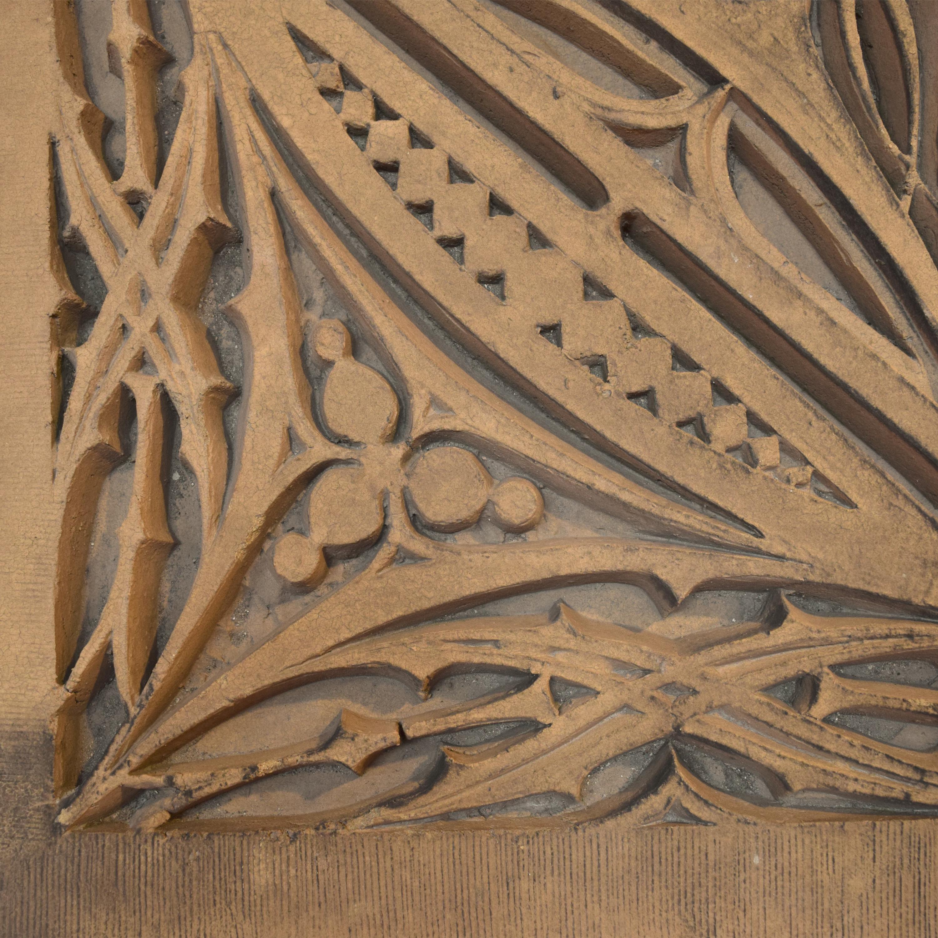 A Sullivan Designed Terra Cotta Facade Fragment from the St. Nicholas Hotel 27.5" W x 4" D x 32" H — United States, 1894