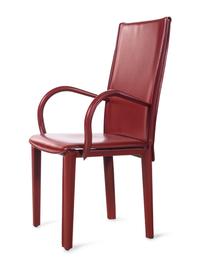 A Set of Eight Contemporary Leather-Upholstered Dining Chairs