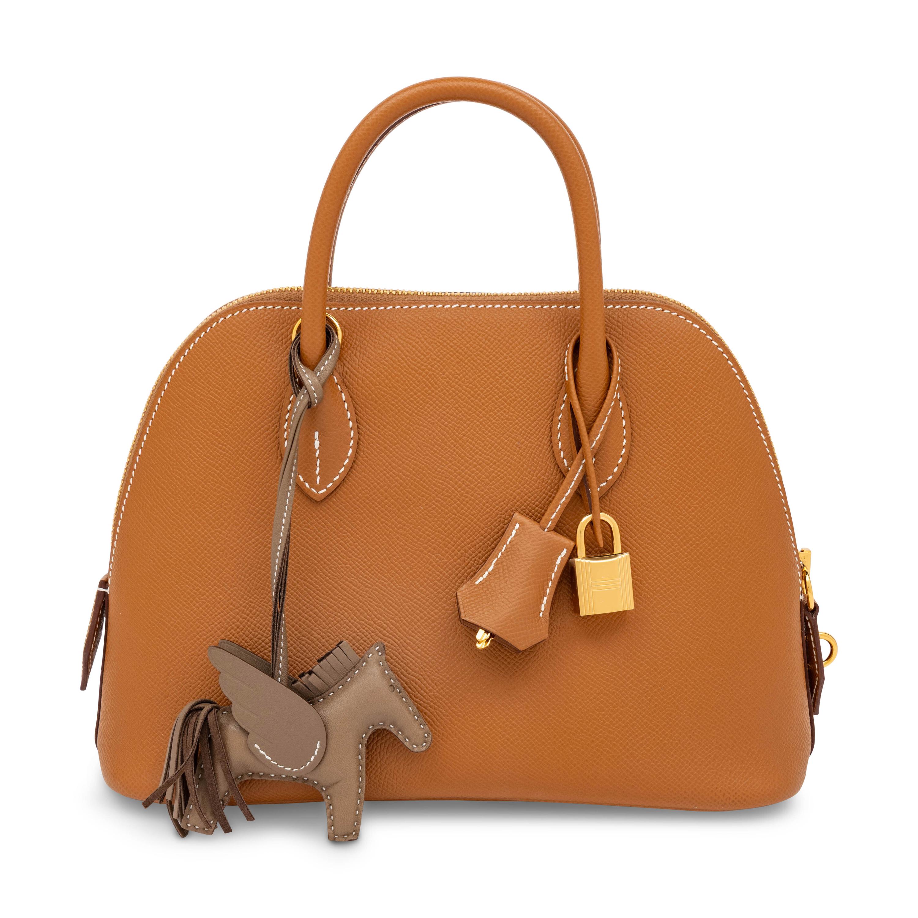 Hermès, Bolide 25 in Gold Epsom with Horse Charm