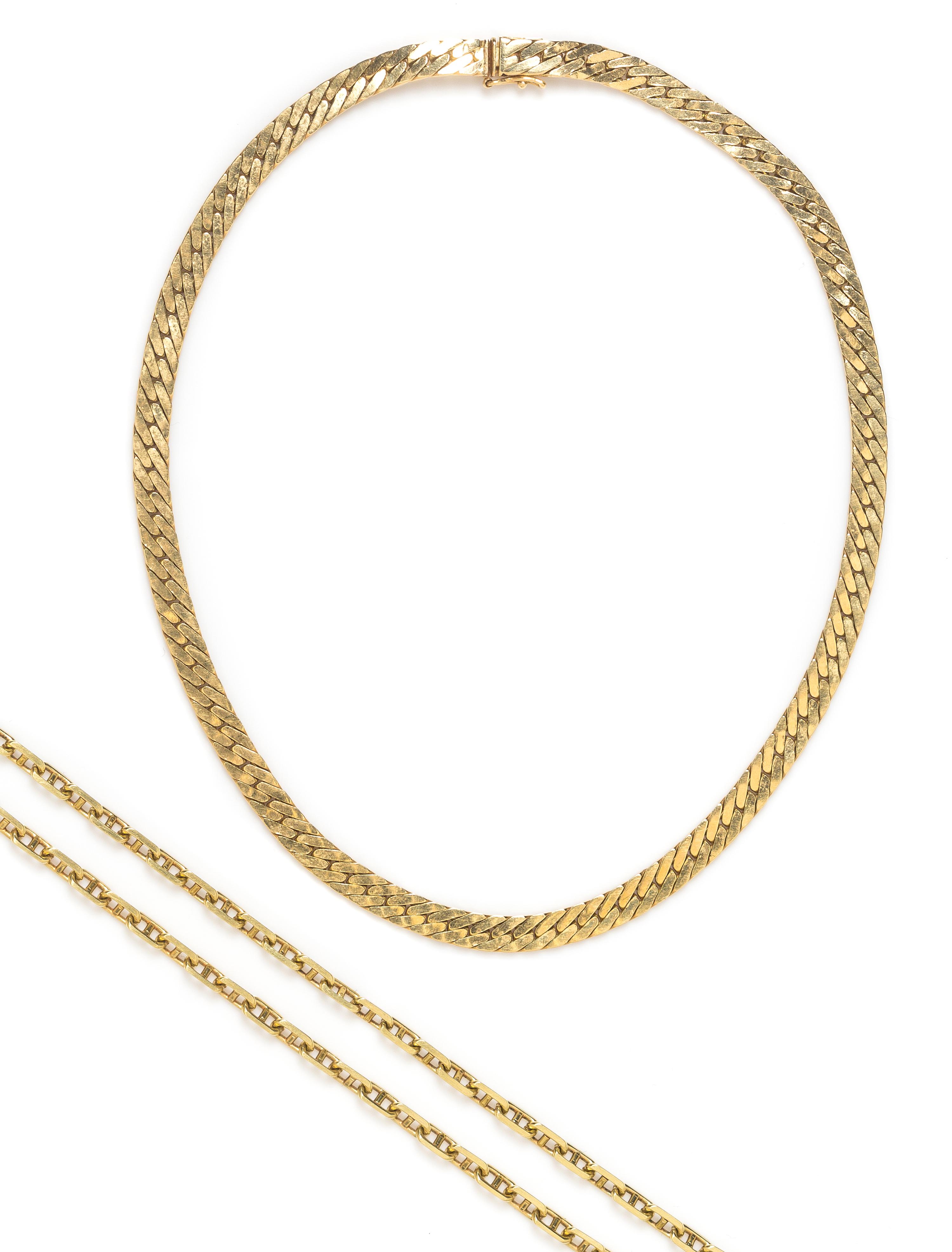 A Collection of 14 Karat Yellow Gold Chains, 38.50 dwts.