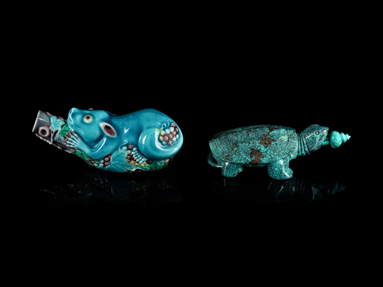 Two Chinese Animal-Form Snuff Bottles