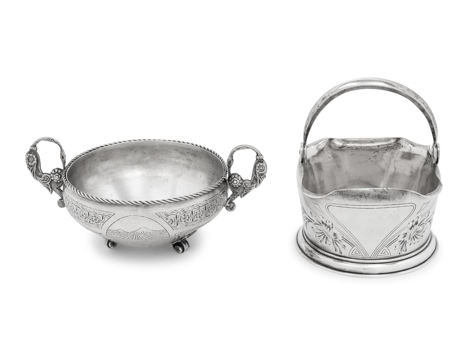 Two Russian Silver Sugar Dishes