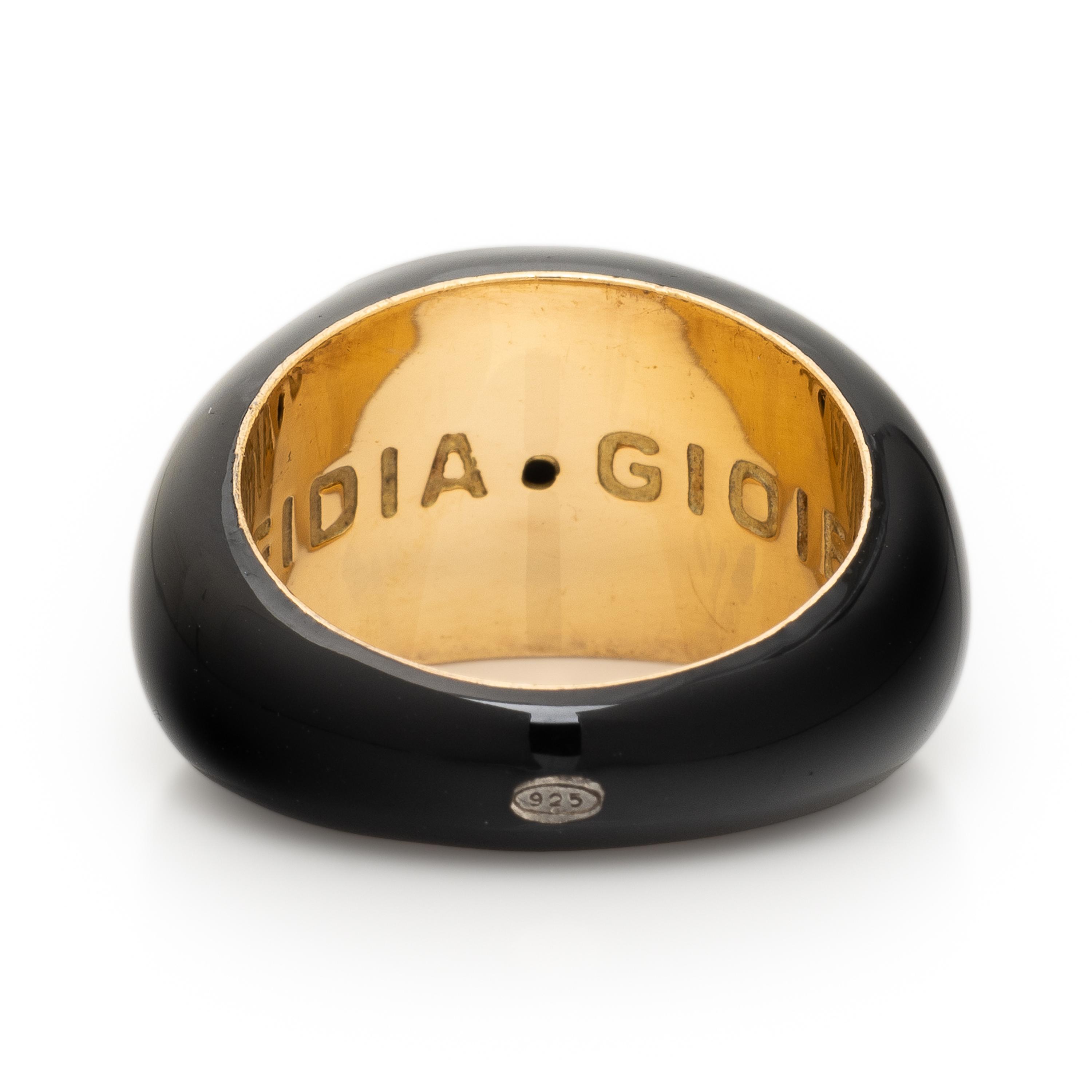 Fidia Gioielli, Yellow Gold and Onyx Ring