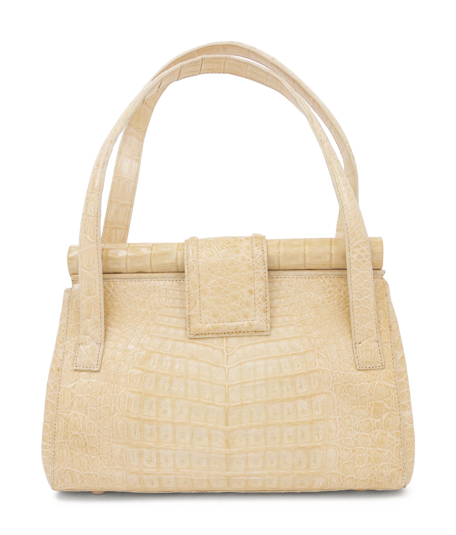 Nancy Gonzalez White Crocodile Frame Bag, 2000s