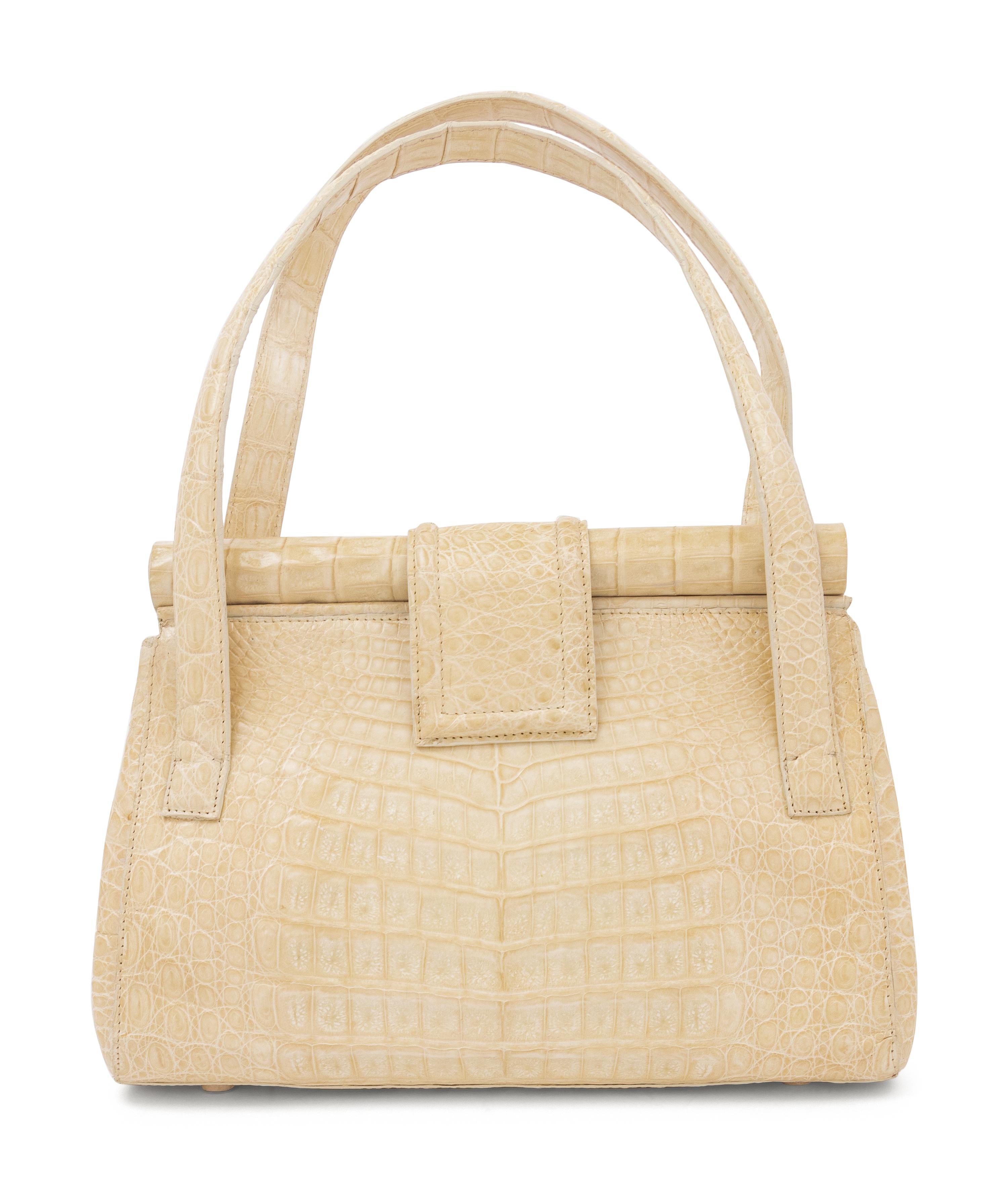 Nancy Gonzalez White Crocodile Frame Bag, 2000s