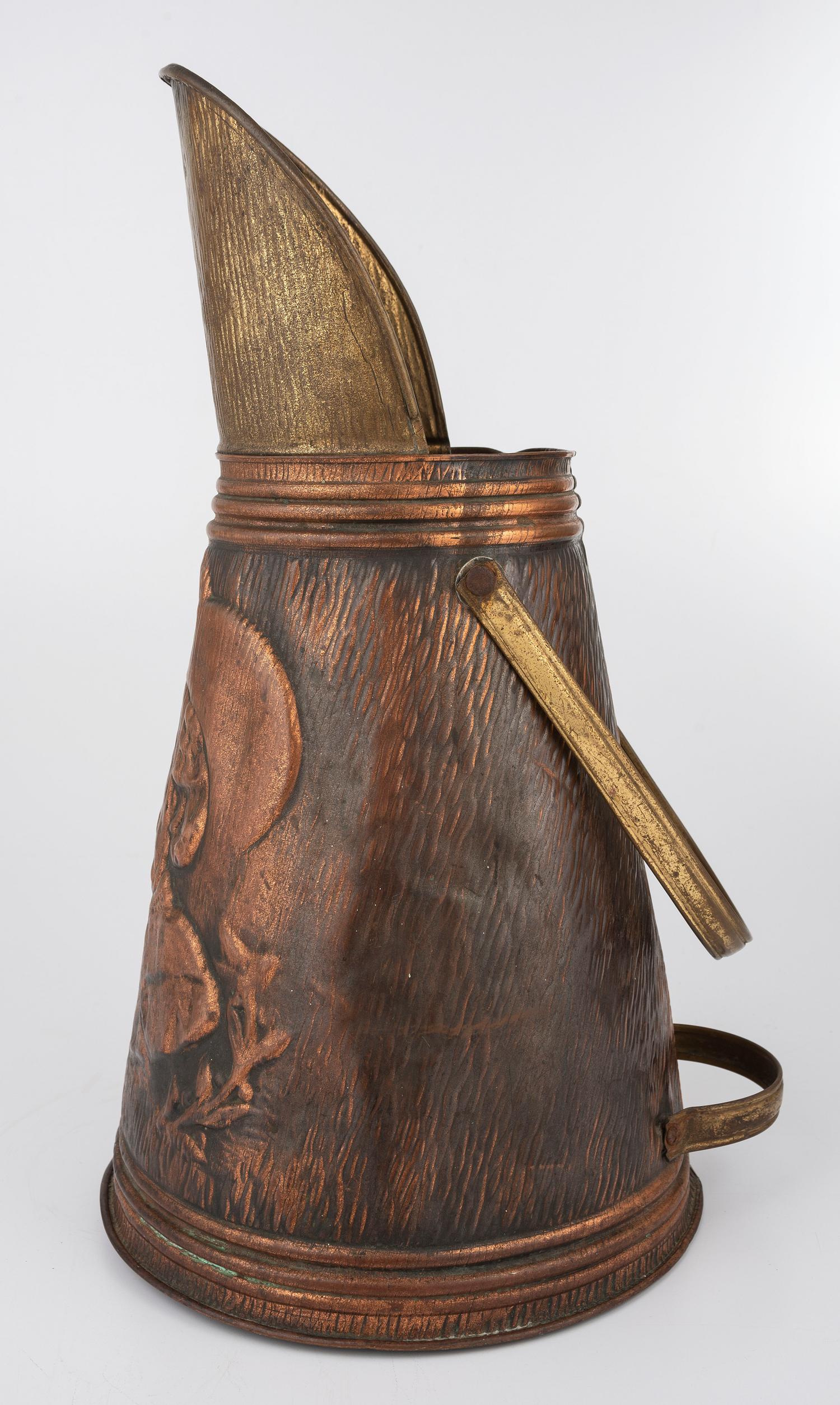 [WILD WEST SHOWS]. Buffalo Bill Cody copper coal scuttle. N.p., n.d.