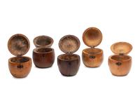 Five English Fruitwood Tea Caddies
