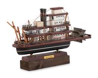 A Carved and Painted Wood Paddle Boat Model Mississippi