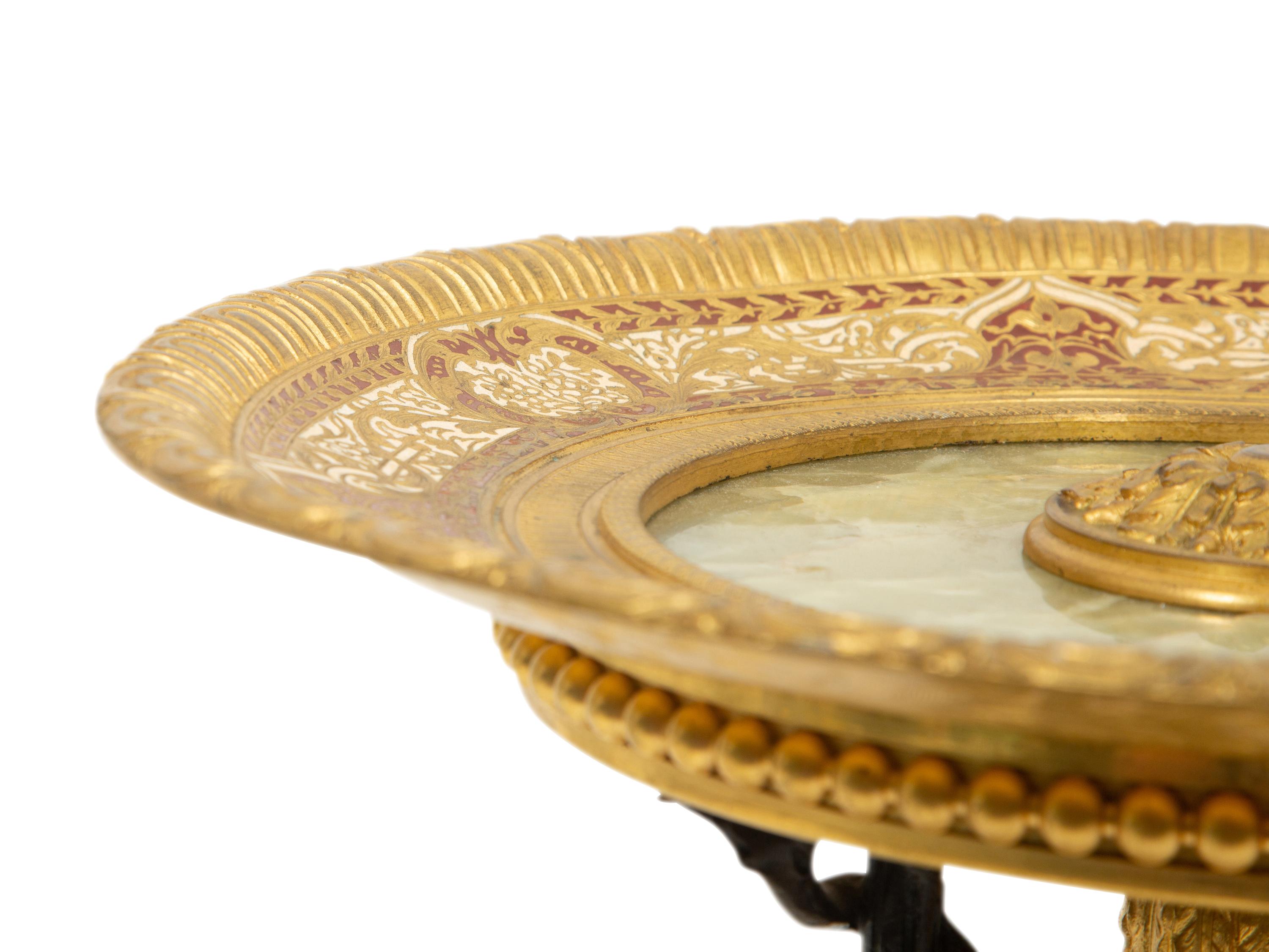 An Empire Style Patinated and Gilt Bronze Mounted Onyx Centerpiece