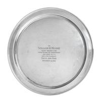 An American Silver Presentation Plate, Tiffany & Co., New York, NY, circular, with an applied reeded border, engraved at the center.