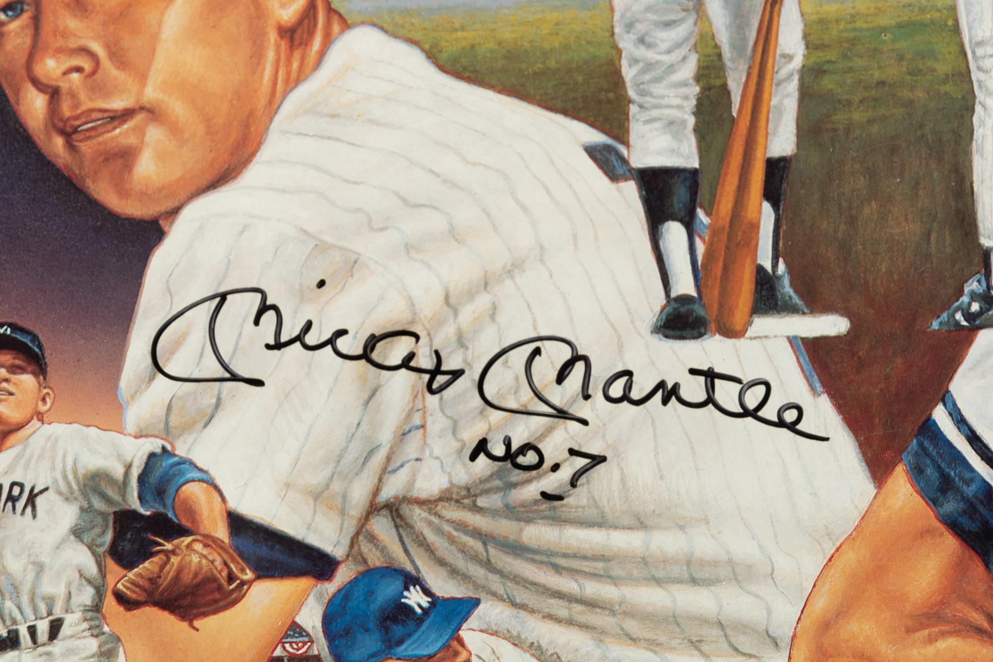 A Mickey Mantle and Don Mattingly Yankee Tradition Poster Signed Autograph Sports Impressions Poster (Beckett Authentication Services Letter BAS Certified),