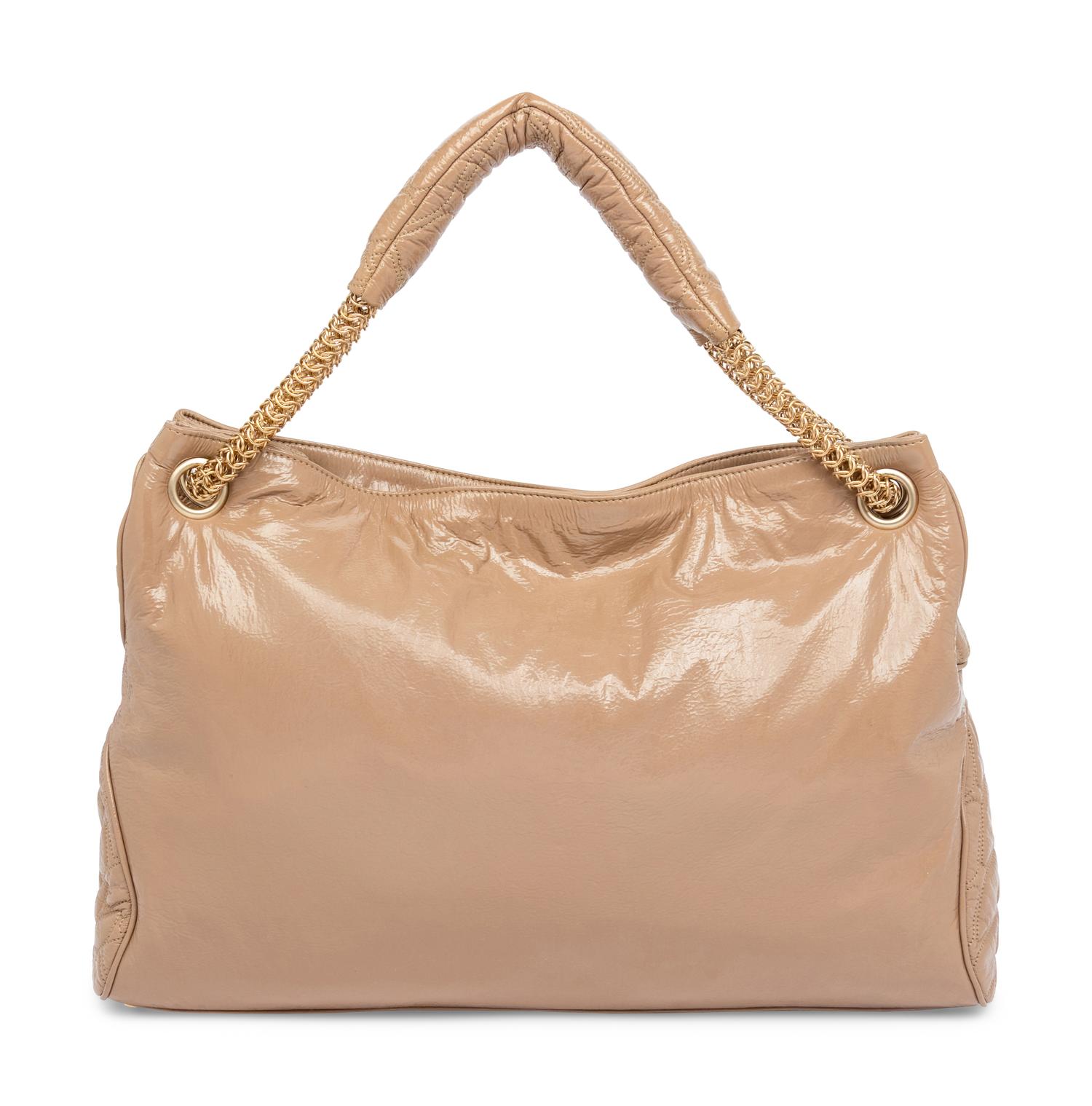 Chanel, Beige Patent Leather Rodeo Drive Tote