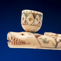 Nunivak Island Carved Polychrome Pipe