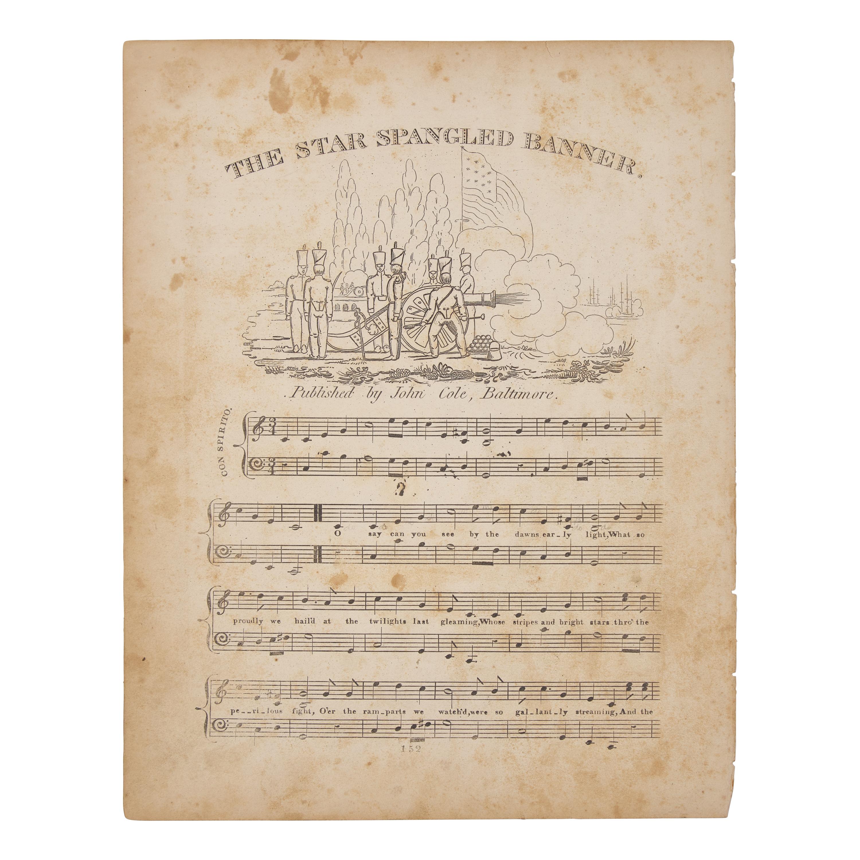 [Star-Spangled Banner] Early Example of Printed Sheet Music for the Star-Spangled Banner