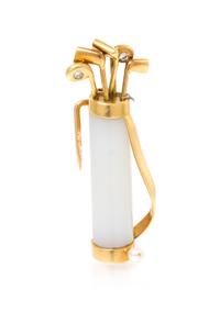 An 18 Karat Yellow Gold, Chalcedony, Diamond and Pearl Golf Club Brooch, Cartier, France, 6.10 dwts.