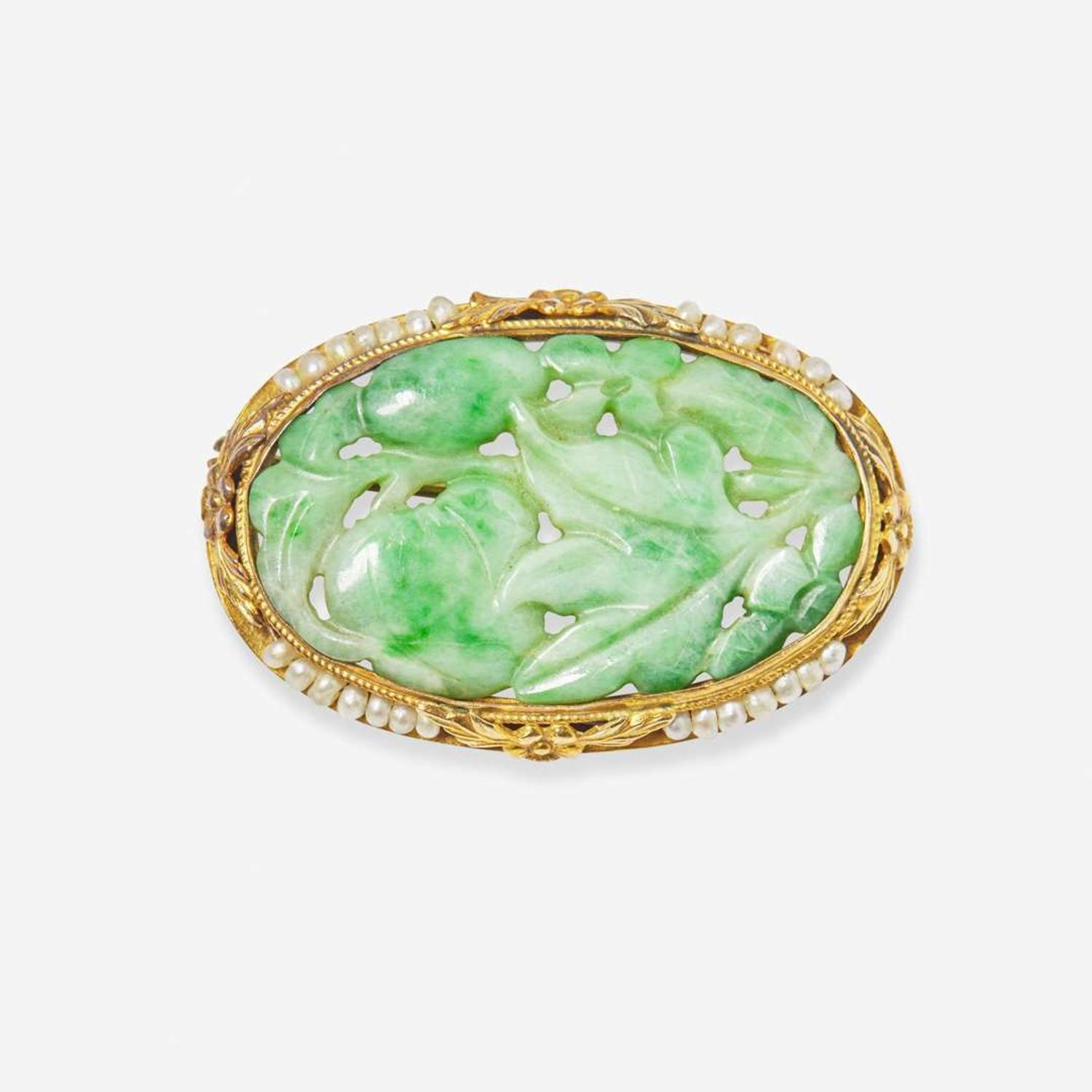 A Collection of 14K Yellow Gold and Jade Jewelry