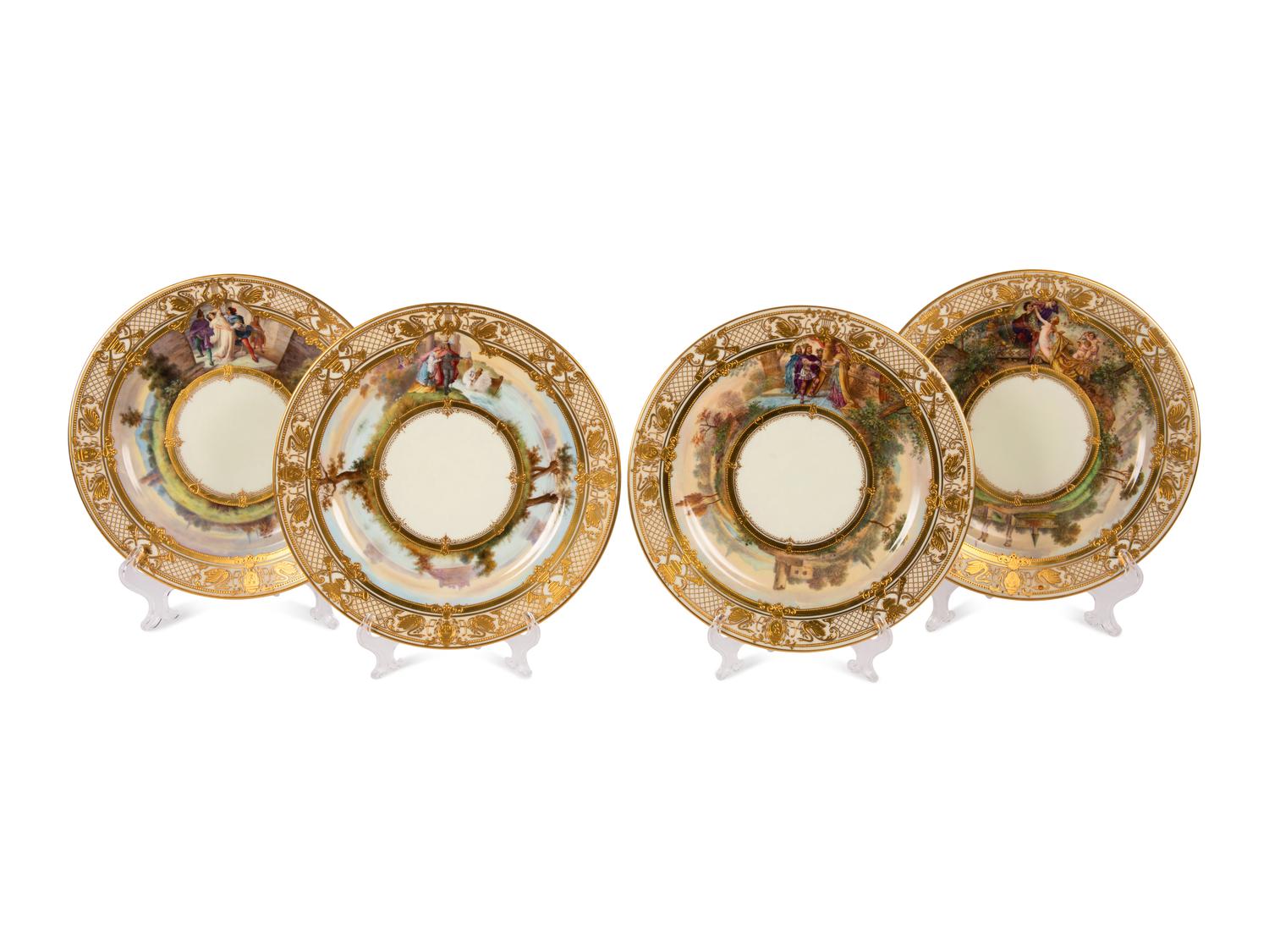 Eight Dresden Ambrosius Lamm Porcelain Opera Cabinet Plates