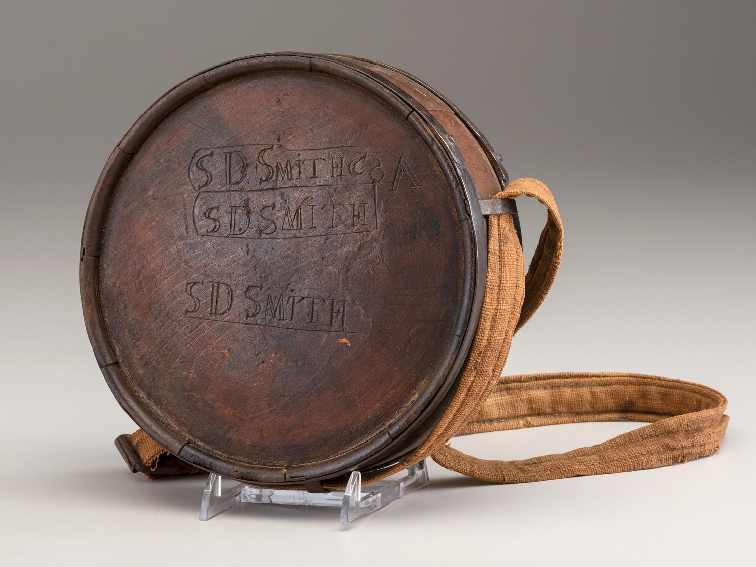 [CIVIL WAR]. Confederate canteen identified to S. D. Smith, Co. A, 7th Mississippi Infantry Battalion.