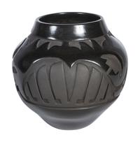 Carved Blackware Pottery Jar