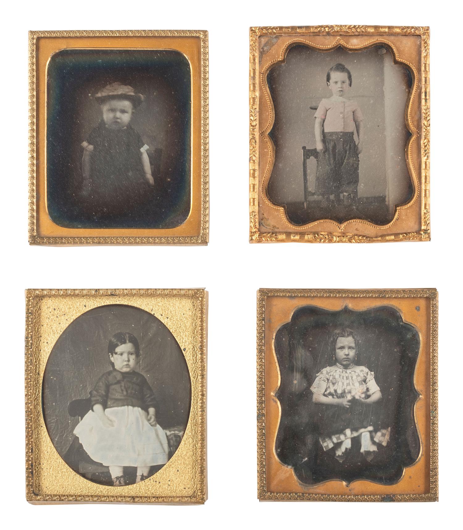 [EARLY PHOTOGRAPHY]. 30 daguerreotypes of children in sixth plate cases.