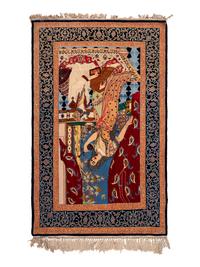 Three Indo-Persian Wool Mats and a Persian Pictorial Wool Mat