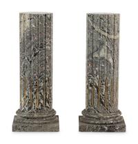 A Pair of Neoclassical Style Gilt Bronze Mounted Marble Pedestals