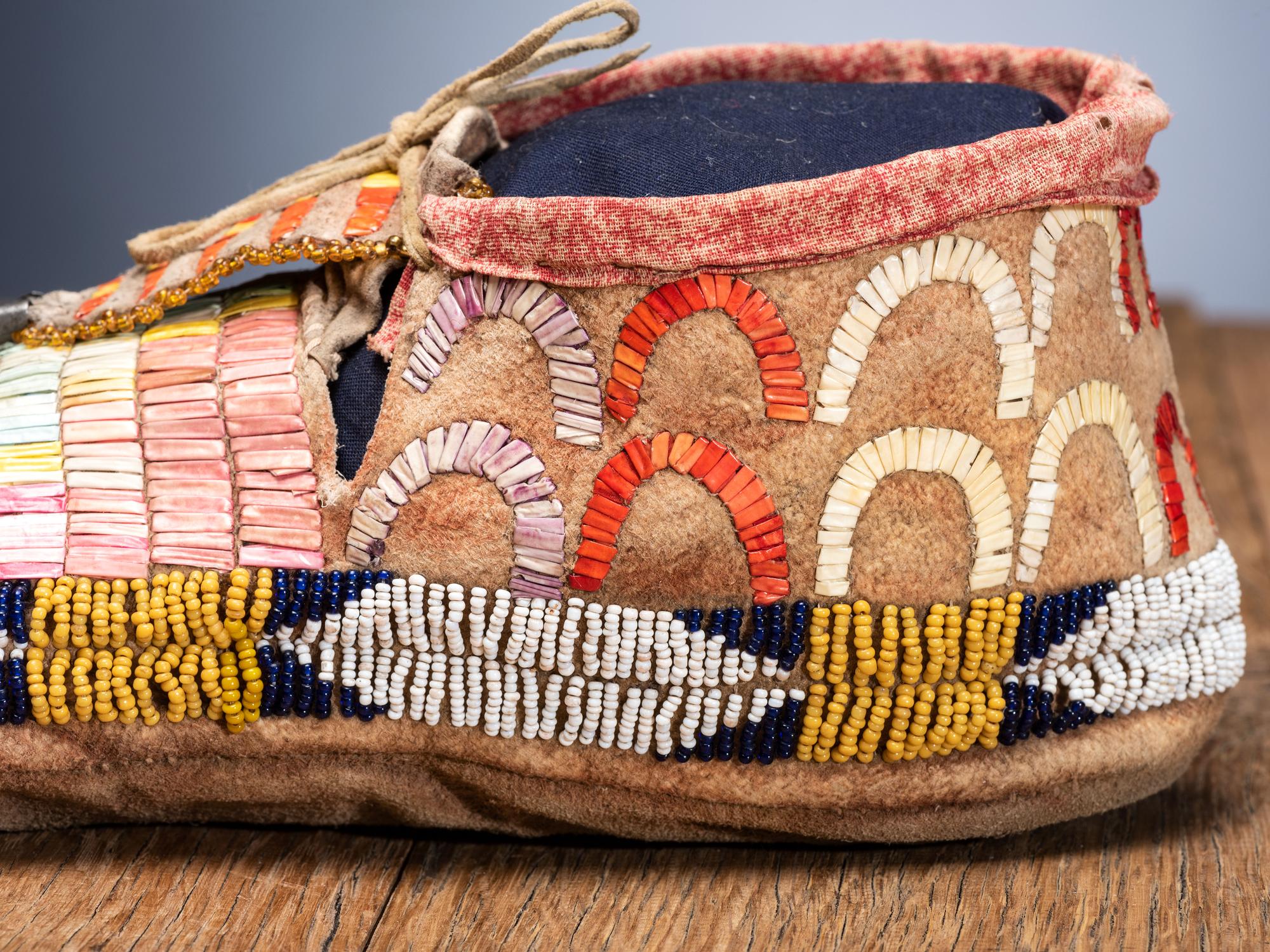 Sioux Beaded and Quilled Moccasins, with Horse Track Design