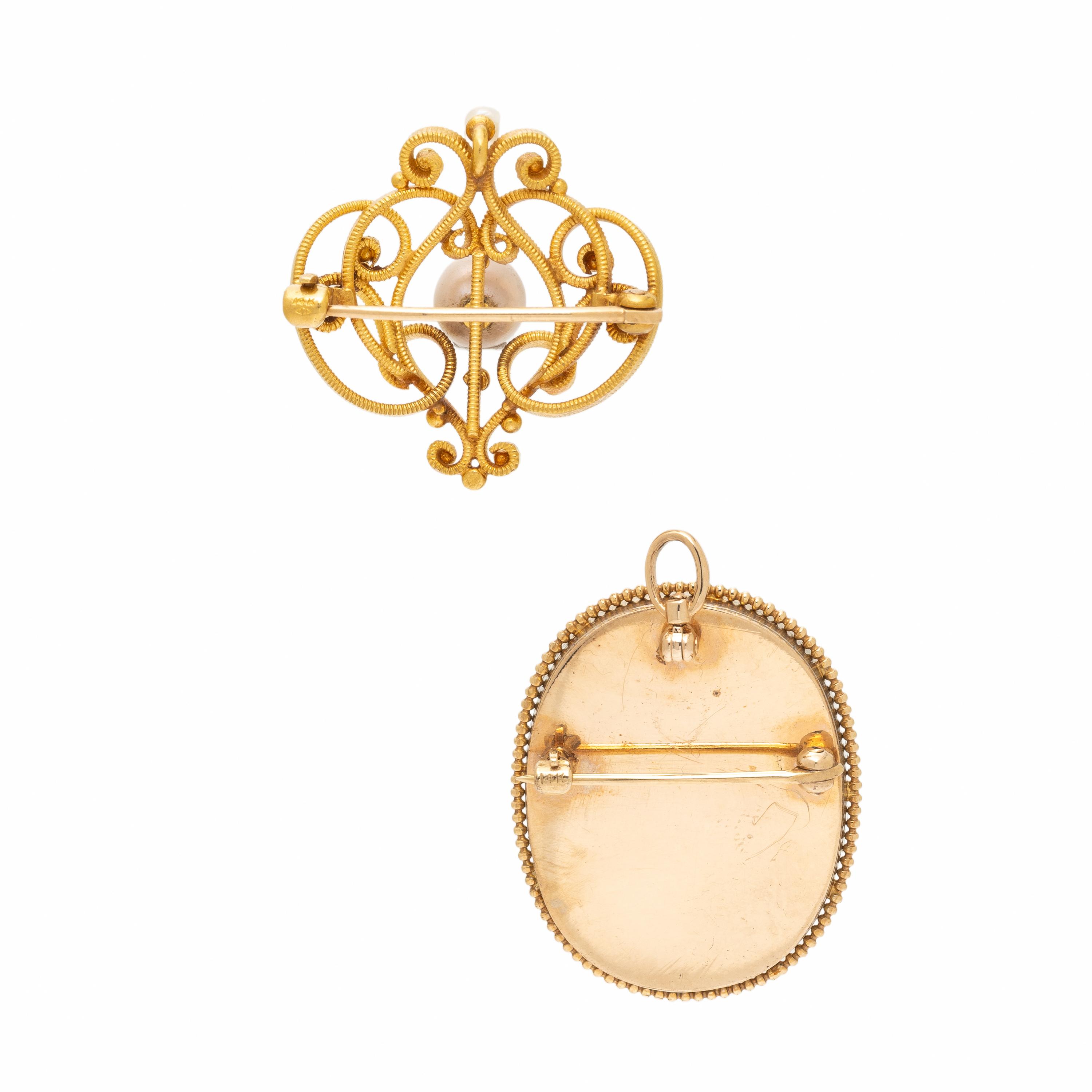Two Yellow Gold Brooches