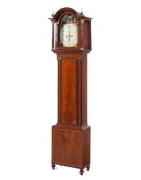 A Regency Brass Inlaid Mahogany Longcase Clock with an Animated Dial