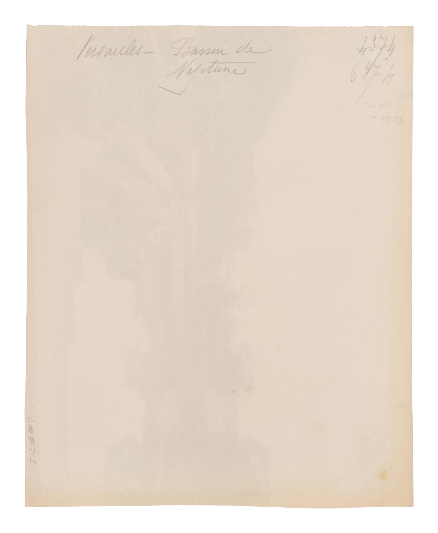 A group of five photographs depicting the grounds of Versailles ( Cours d'Honneur, Versailles , 1901; La Vénus accroupie, par Coysevox (Versailles) , 1902; Versailles - Bassin de Neptune, 1902; Versailles - l'Orangerie, 1903; Grand Trianon - le Buffet , 1906)