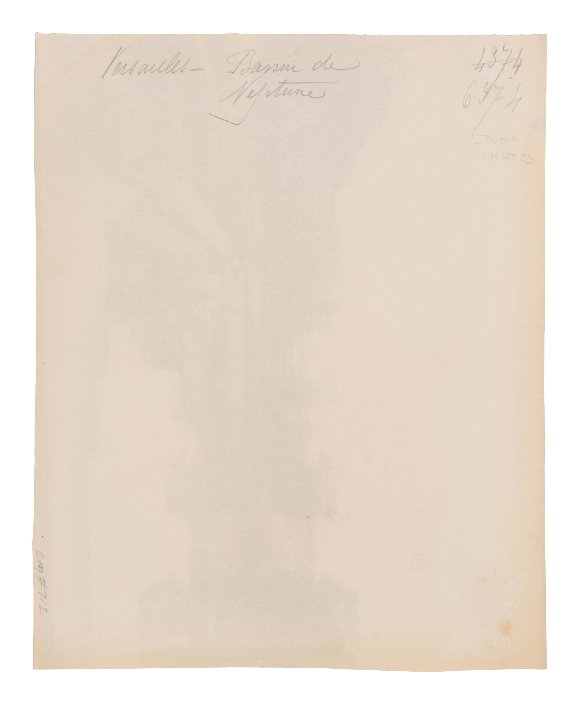A group of five photographs depicting the grounds of Versailles ( Cours d'Honneur, Versailles , 1901; La Vénus accroupie, par Coysevox (Versailles) , 1902; Versailles - Bassin de Neptune, 1902; Versailles - l'Orangerie, 1903; Grand Trianon - le Buffet , 1906)